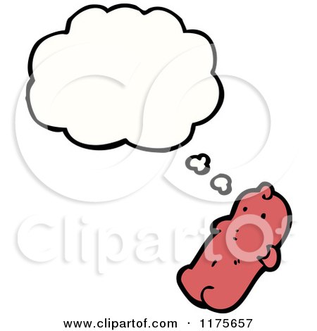 Cartoon of a Sausage with a Conversation Bubble - Royalty Free Vector Illustration by lineartestpilot