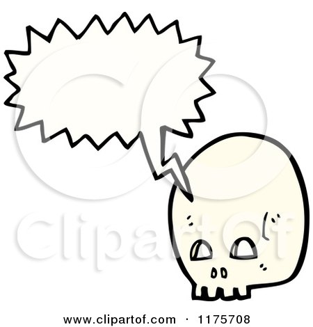 Cartoon of a Skull with a Conversation Bubble - Royalty Free Vector Illustration by lineartestpilot