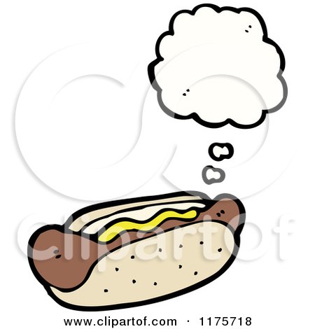 Cartoon of a Hotdog with a Conversation Bubble - Royalty Free Vector Illustration by lineartestpilot