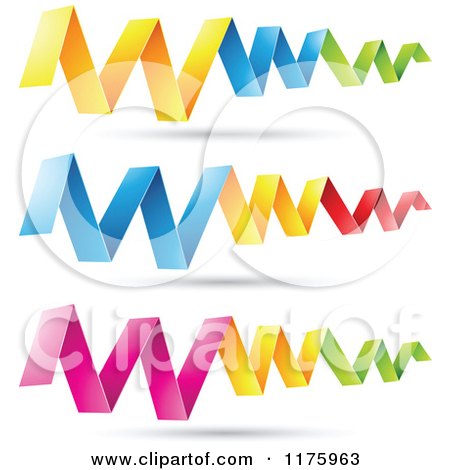 Clipart of Colorful Zig Zag Folded Paper Design Elements - Royalty Free Vector Illustration by cidepix