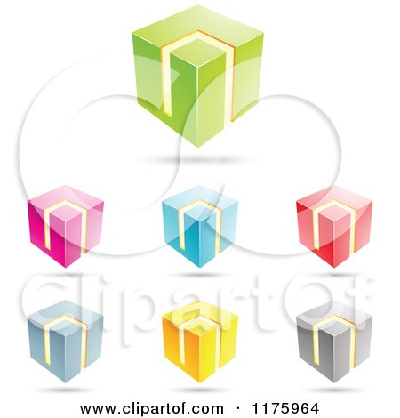 Clipart of Colorful 3d Smart Cube Designs - Royalty Free Vector Illustration by cidepix