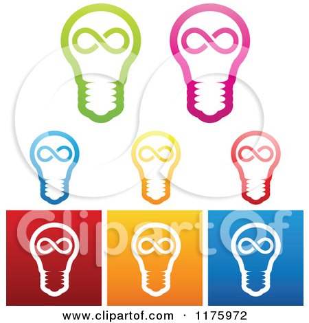 Clipart of Colorful Infinite Idea Lightbulb Designs - Royalty Free Vector Illustration by cidepix