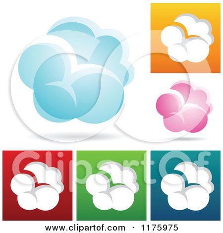 Clipart of Colorful Cloud Designs - Royalty Free Vector Illustration by cidepix