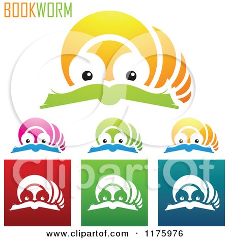 Clipart of Colorful Book Worm Designs - Royalty Free Vector Illustration by cidepix