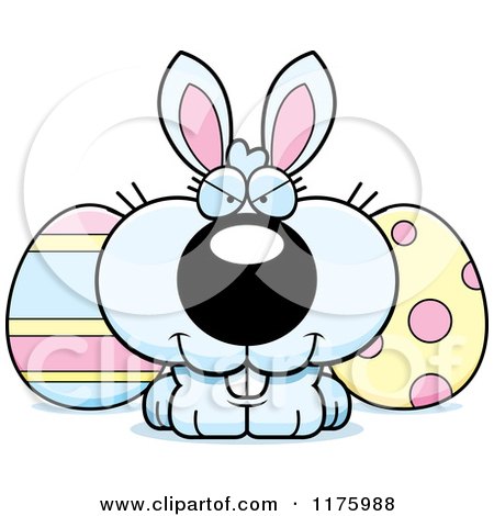 Cartoon of a Sly Easter Bunny with Eggs - Royalty Free Vector Clipart by Cory Thoman