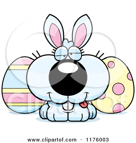 Cartoon of a Goofy Easter Bunny with Eggs - Royalty Free Vector Clipart by Cory Thoman