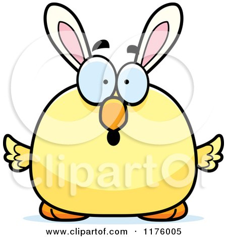 Cartoon of a Surprised Easter Chick with Bunny Ears - Royalty Free Vector Clipart by Cory Thoman