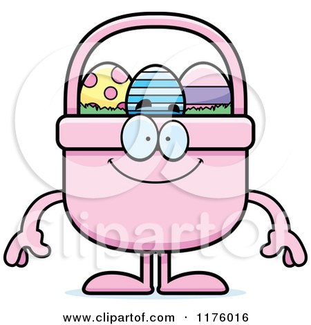 Cartoon of a Happy Easter Basket Mascot - Royalty Free Vector Clipart by Cory Thoman