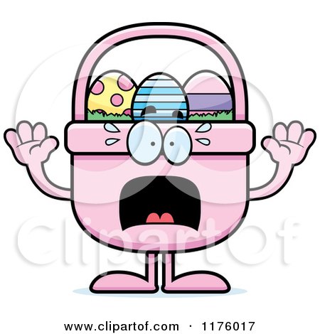 Cartoon of a Screaming Easter Basket Mascot - Royalty Free Vector Clipart by Cory Thoman