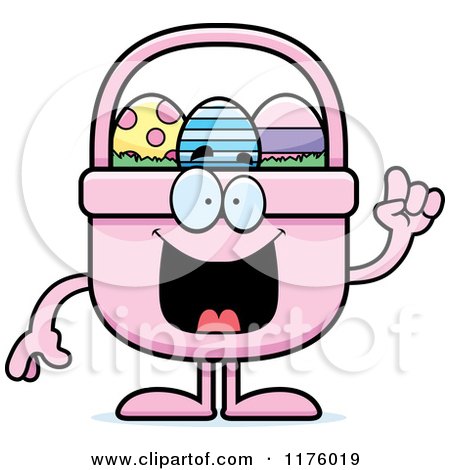 Cartoon of a Smart Easter Basket Mascot with an Idea - Royalty Free Vector Clipart by Cory Thoman