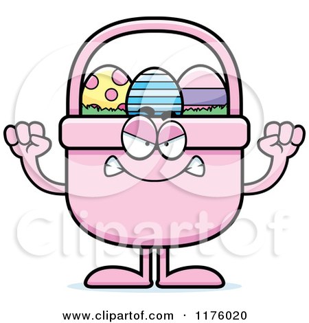 Cartoon of a Mad Easter Basket Mascot - Royalty Free Vector Clipart by Cory Thoman