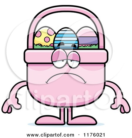 Cartoon of a Depressed Easter Basket Mascot - Royalty Free Vector Clipart by Cory Thoman
