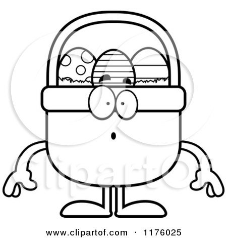 Cartoon of a Black And White Surprised Easter Basket Mascot - Royalty Free Vector Clipart by Cory Thoman