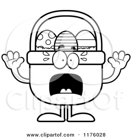Cartoon of a Black And White Screaming Easter Basket Mascot - Royalty Free Vector Clipart by Cory Thoman