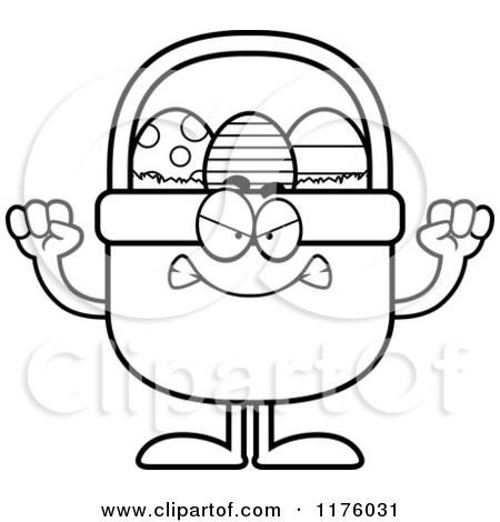 Cartoon of a Black And White Mad Easter Basket Mascot - Royalty Free Vector Clipart by Cory Thoman