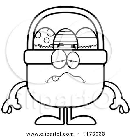 Cartoon of a Black And White Happy Easter Basket Mascot - Royalty Free Vector Clipart by Cory Thoman