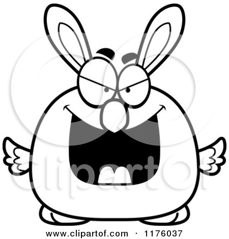 Cartoon of a Black And White Sly Easter Chick with Bunny Ears - Royalty Free Vector Clipart by Cory Thoman