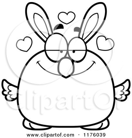 Cartoon of a Black And White Loving Easter Chick with Bunny Ears - Royalty Free Vector Clipart by Cory Thoman