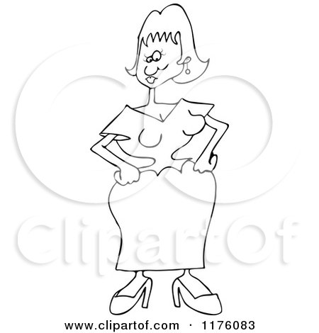 Cartoon of an Outlined Woman with a Tiny Waist - Royalty Free Vector Clipart by djart