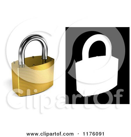 Clipart of a 3d Locked Gold Padlock with Alpha Mask - Royalty Free CGI Illustration by stockillustrations