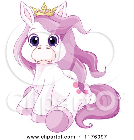 Cartoon of a Clumsy Purple Princess Pony - Royalty Free Vector Clipart by Pushkin