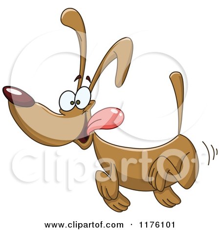 Cartoon of a Goofy Brown Dog Running - Royalty Free Vector Clipart by yayayoyo