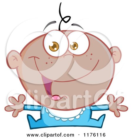 Cartoon of a Happy Black Baby Boy with Open Arms - Royalty Free Vector Clipart by Hit Toon
