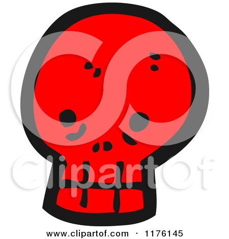 Cartoon of a Red Skull - Royalty Free Vector Illustration by lineartestpilot