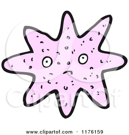 Cartoon of a Purple Starfish - Royalty Free Vector Illustration by lineartestpilot