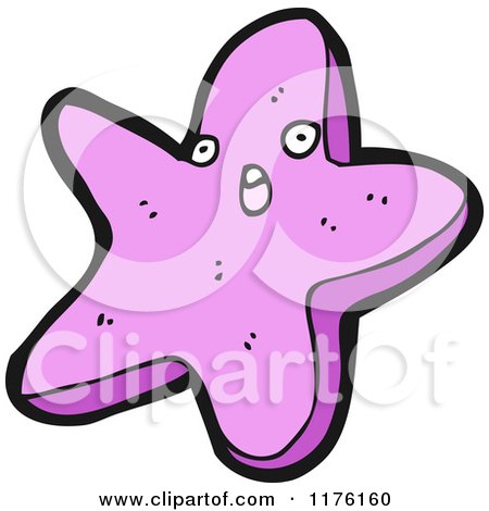 Cartoon of a Purple Starfish - Royalty Free Vector Illustration by lineartestpilot