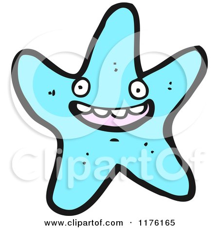 Cartoon of A, Aquamarine Starfish - Royalty Free Vector Illustration by lineartestpilot