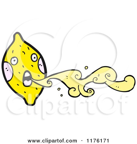 Cartoon of a Lemon Squirting It's Juice - Royalty Free Vector Illustration by lineartestpilot