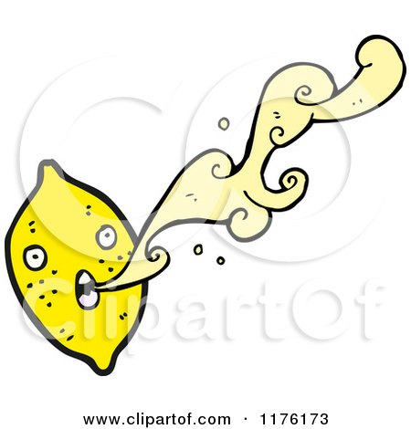 Cartoon of a Lemon Squirting It's Juice - Royalty Free Vector Illustration by lineartestpilot