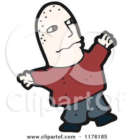 Cartoon of a Bald Man Wearing a Red Sweater - Royalty Free Vector Illustration by lineartestpilot