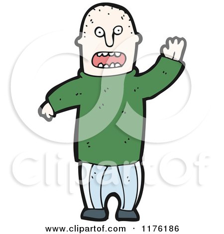Cartoon of a Bald Man Wearing a Sweater - Royalty Free Vector Illustration by lineartestpilot