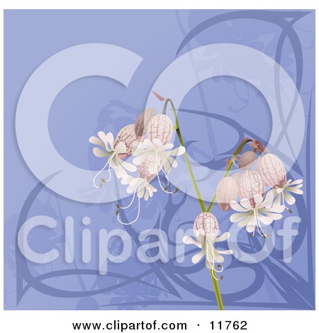 Pretty Bell Flowers Over Blue Clipart Illustration by AtStockIllustration