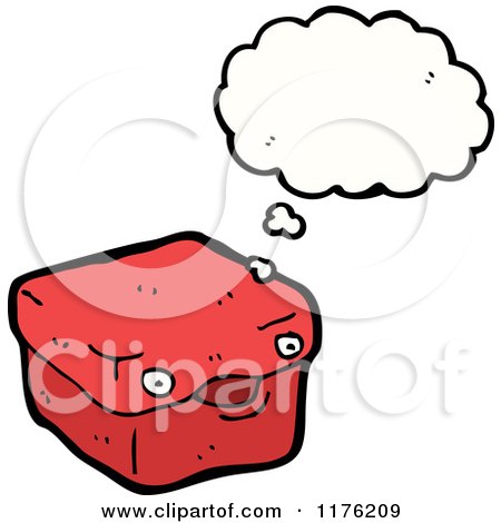 Cartoon of a Red Box with a Thought Bubble - Royalty Free Vector Illustration by lineartestpilot