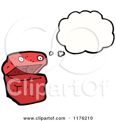 Cartoon of a Red Box with a Thought Bubble - Royalty Free Vector Illustration by lineartestpilot