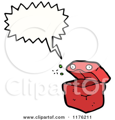 Cartoon of a Red Box with a Conversation Bubble - Royalty Free Vector Illustration by lineartestpilot