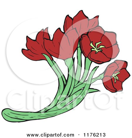 Cartoon of a Bunch of Red Poppies - Royalty Free Vector Illustration by lineartestpilot