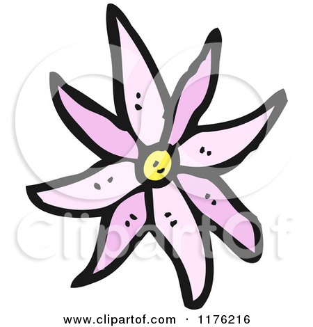 Cartoon of a Purple and White Flower - Royalty Free Vector Illustration by lineartestpilot