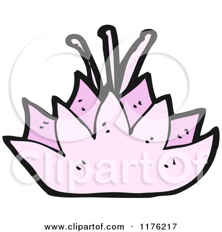 Cartoon of a Purple Flower - Royalty Free Vector Illustration by lineartestpilot