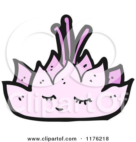 Cartoon of a Purple Flower - Royalty Free Vector Illustration by lineartestpilot