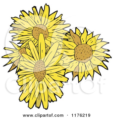 Cartoon of a Bunch of Sunflowers - Royalty Free Vector Illustration by lineartestpilot
