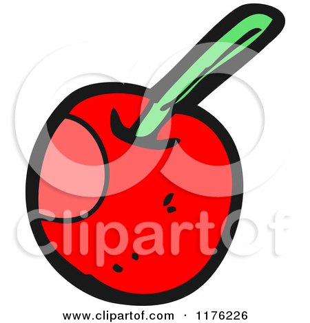 Cartoon of a Cherry with a Stem - Royalty Free Vector Illustration by lineartestpilot