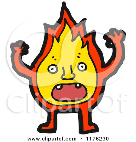 Cartoon of Walking Fire - Royalty Free Vector Illustration by lineartestpilot