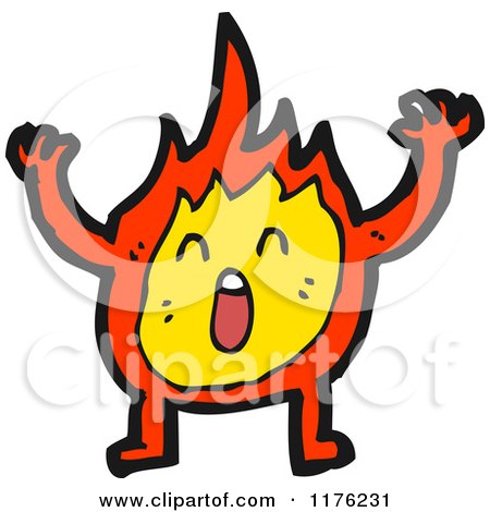 Cartoon of Walking Fire - Royalty Free Vector Illustration by lineartestpilot