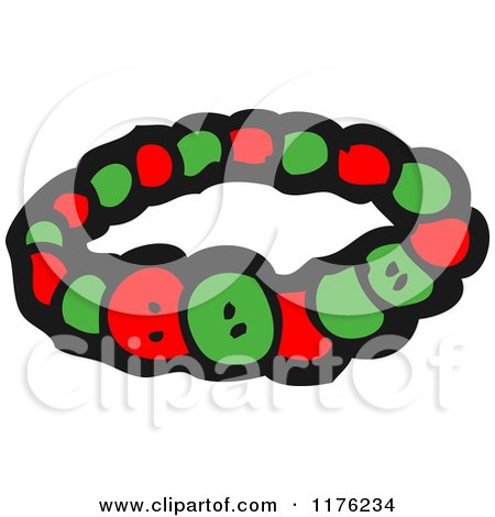 Cartoon of a Red and Green Bracelet - Royalty Free Vector Illustration by lineartestpilot