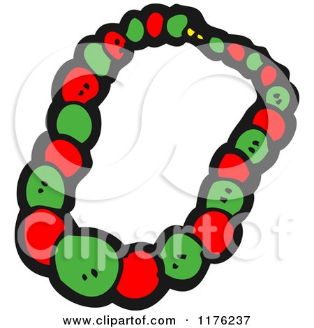 Cartoon of a Red and Green Necklace - Royalty Free Vector Illustration by lineartestpilot