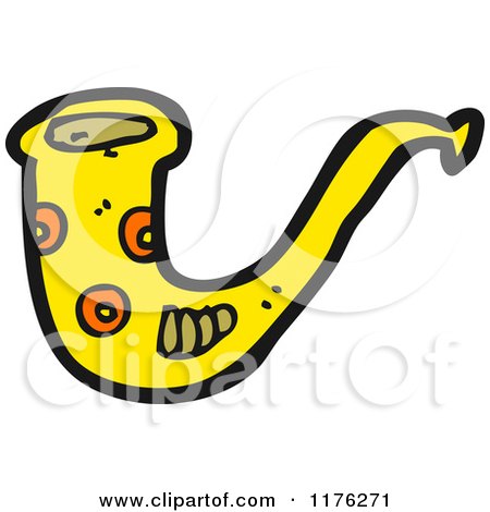 Cartoon of a Yellow Saxophone - Royalty Free Vector Illustration by lineartestpilot